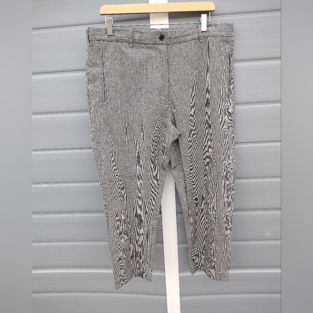 Roucha Linen Blend Houndstooth Trouser Crop Pants Size BB 6-8 Drawstring Womens